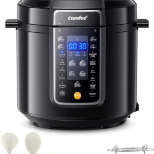 COMFEE’ 6QT Electrical Strain Cooker – 9-in-1 Prompt Multi-Cooker, Rice Cooker, Sluggish Cooker, Steamer, Sauté, Yogurt Maker with Non-Stick Pot