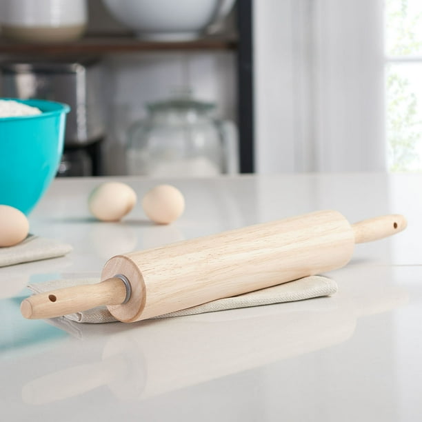 Mainstays 18.3-Inch Rubber Wooden Rolling Pin with 2.17-Inch Top