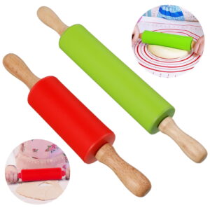 Topekada Set of two Non-Stick Silicone Rolling Pins (12/9 inches) for Baking and Dough Rolling, Excellent for Pizza and Cookies, Options Picket Deal with and Nonstick Floor,…